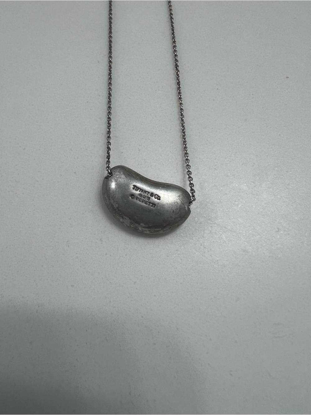 Tiffany & Co. Silver Bean Pendant on Chain
